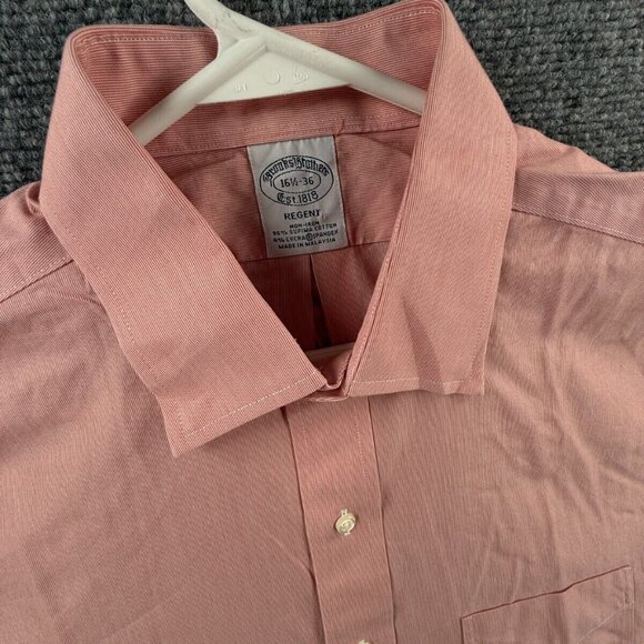 Brooks Brothers Cotton Striped Spread Pink Regent Stretch Non-Iron 16.5 36 Shirt - Picture 7 of 15